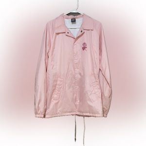 Men's Obey Pink Snap Lightweight WindbreakerJacket Rose Graphic Size lg